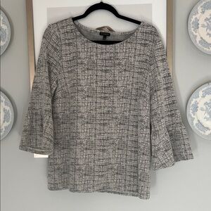 Talbots Black and White Textured Blouse